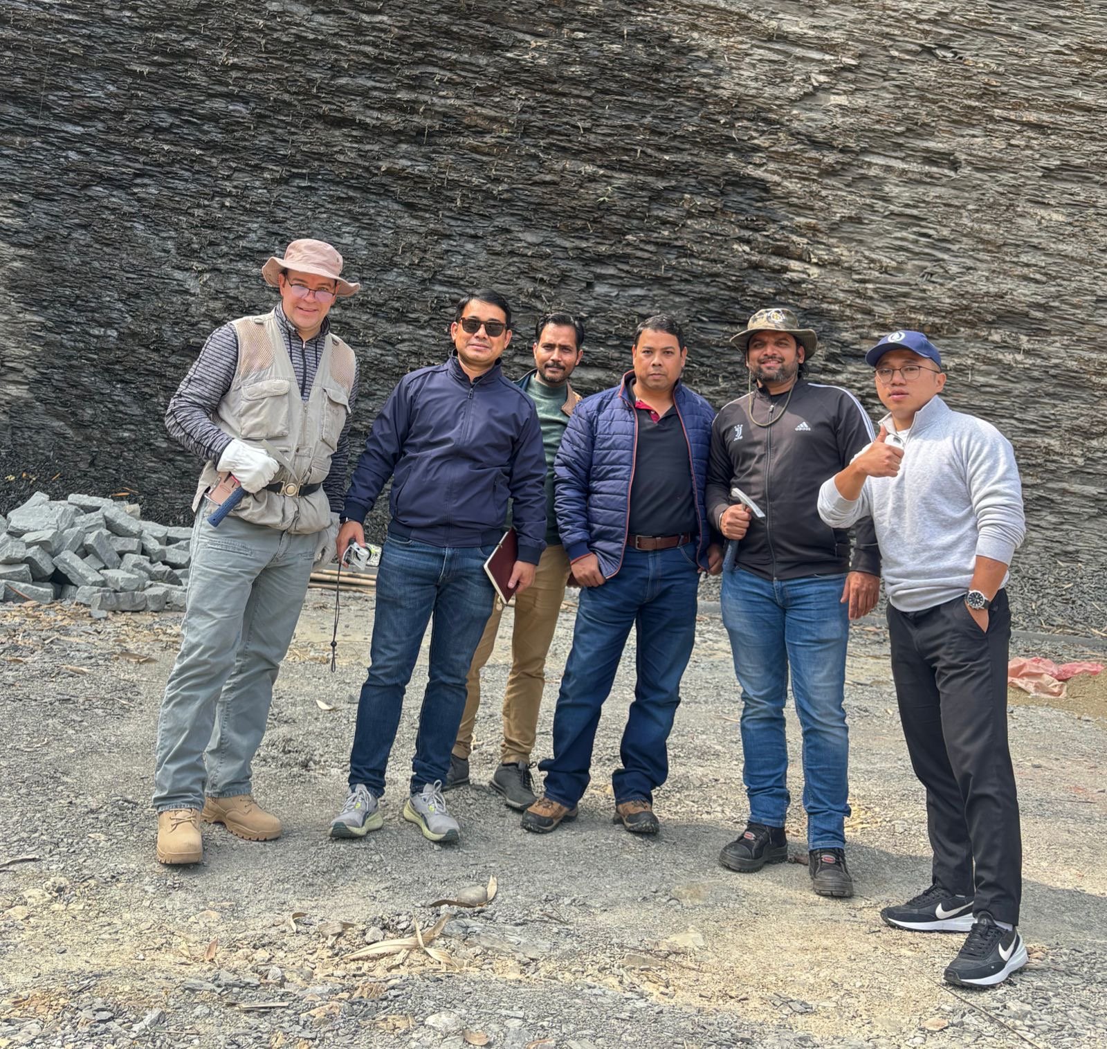 Field team at an outcrop